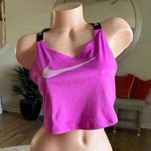 Nike women's Dry Fit XS cropped tank top pink n black. NWOT
